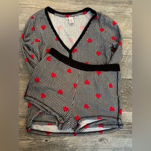 Victoria's Secret Houndstooth Pajama Set with Red Hearts